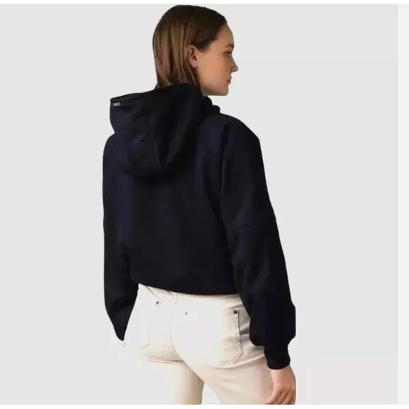 NEW prAna Sweatshirt Hoodie Women Ziller Wool Blend Cropped Navy Blue Size Large - Picture 5 of 6